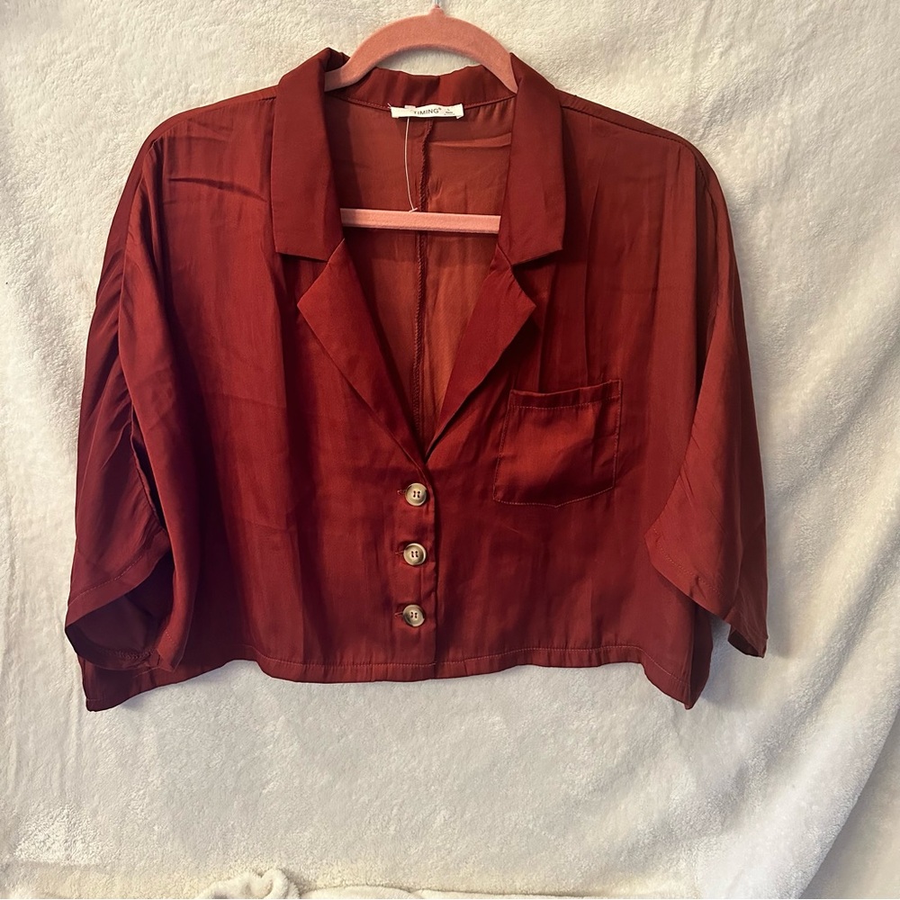 Cropped button blouse size Large- brand Timing